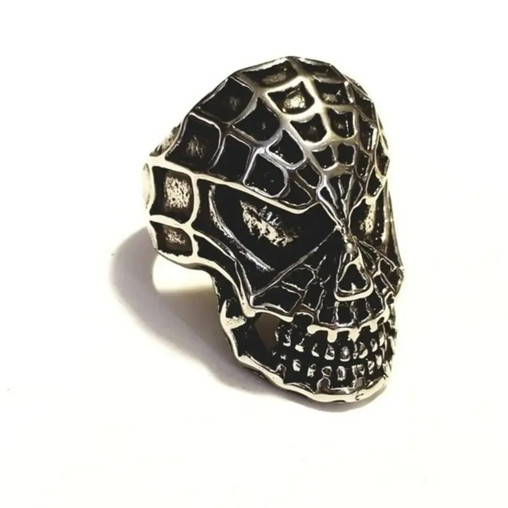 Men’s 316L stainless‎ steel skull biker hypoallergenic ring size 12